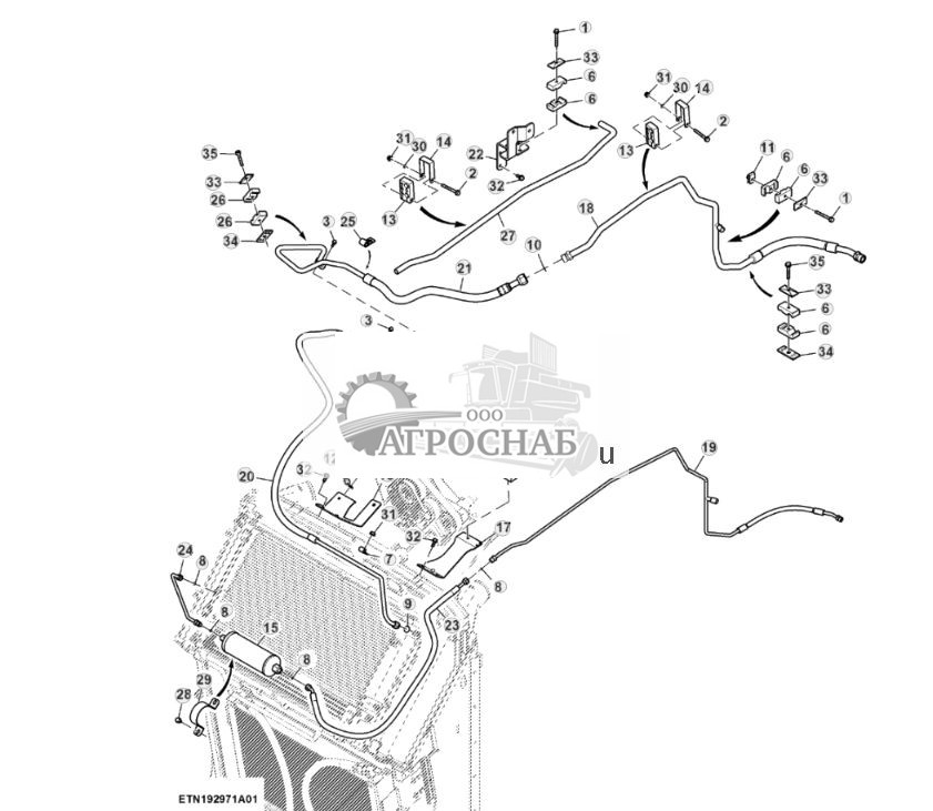 Трубопроводы системы кондиционирования воздуха, кабина, двигатель объемом 15,0 L (807001 - ) - ST941456 883.jpg